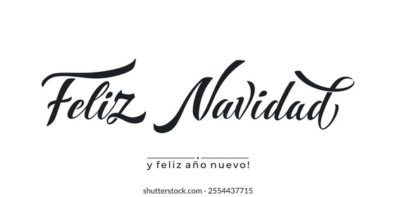 Feliz Navidad spanish Merry Christmas Modern calligraphy lettering on sticker for season greetings.