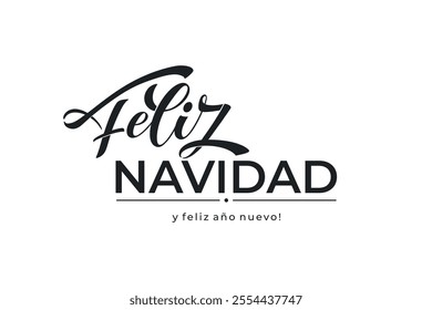 Feliz Navidad spanish Merry Christmas Modern calligraphy lettering on sticker for season greetings.