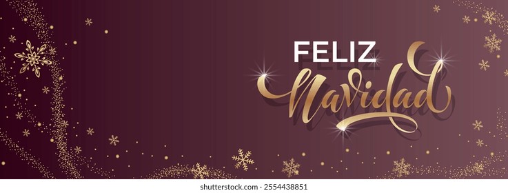 Feliz Navidad spanish Merry Christmas Modern calligraphy lettering on sticker for season greetings.