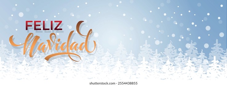 Feliz Navidad spanish Merry Christmas Modern calligraphy lettering on sticker for season greetings.