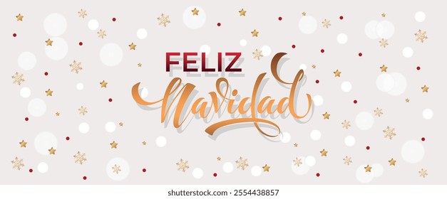 Feliz Navidad spanish Merry Christmas Modern calligraphy lettering on sticker for season greetings.