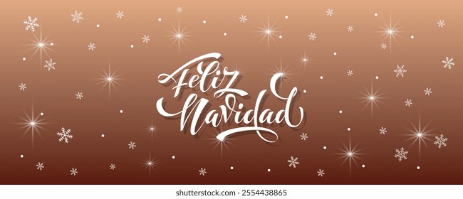 Feliz Navidad spanish Merry Christmas Modern calligraphy lettering on sticker for season greetings.