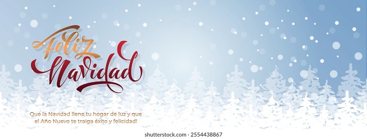 Feliz Navidad spanish Merry Christmas Modern calligraphy lettering on sticker for season greetings.