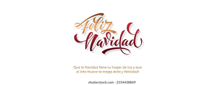 Feliz Navidad spanish Merry Christmas Modern calligraphy lettering on sticker for season greetings.