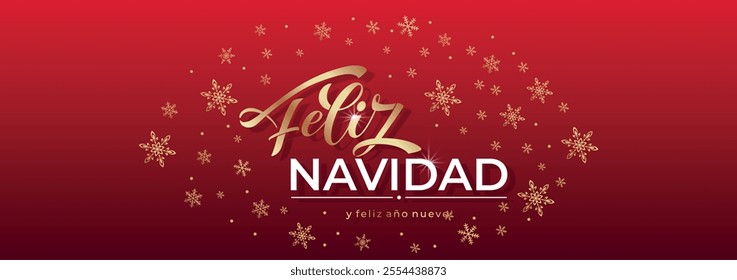 Feliz Navidad spanish Merry Christmas Modern calligraphy lettering on sticker for season greetings.