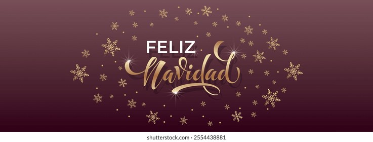 Feliz Navidad spanish Merry Christmas Modern calligraphy lettering on sticker for season greetings.