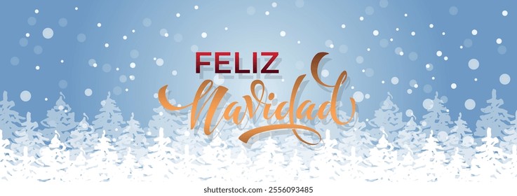 Feliz Navidad spanish Merry Christmas Modern calligraphy lettering on sticker for season greetings.