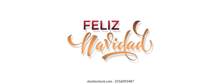 Feliz Navidad spanish Merry Christmas Modern calligraphy lettering on sticker for season greetings.