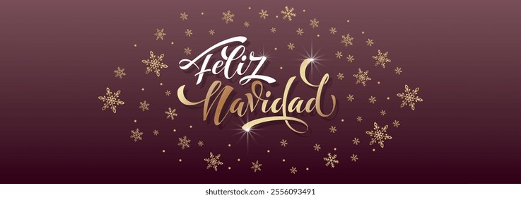 Feliz Navidad spanish Merry Christmas Modern calligraphy lettering on sticker for season greetings.