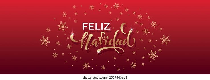 Feliz Navidad spanish Merry Christmas Modern calligraphy lettering on sticker for season greetings.