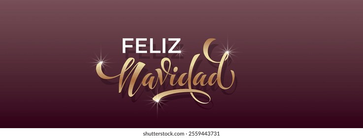 Feliz Navidad spanish Merry Christmas Modern calligraphy lettering on sticker for season greetings.