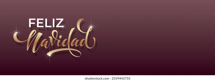 Feliz Navidad spanish Merry Christmas Modern calligraphy lettering on sticker for season greetings.