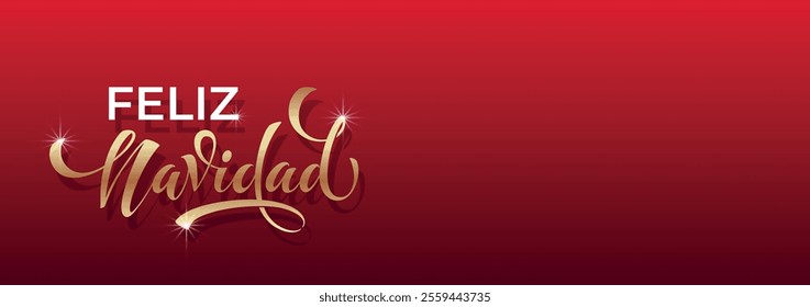 Feliz Navidad spanish Merry Christmas Modern calligraphy lettering on sticker for season greetings.