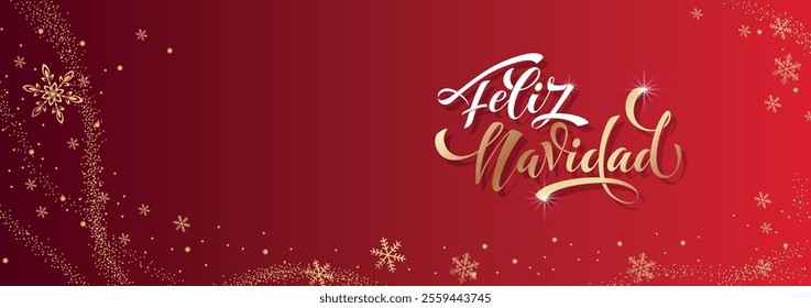 Feliz Navidad spanish Merry Christmas Modern calligraphy lettering on sticker for season greetings.