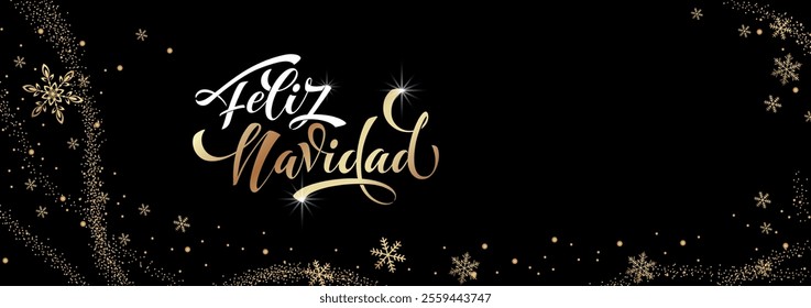 Feliz Navidad spanish Merry Christmas Modern calligraphy lettering on sticker for season greetings.