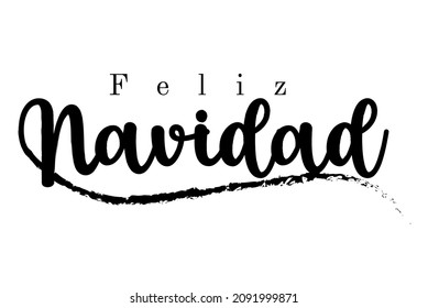 Feliz navidad. stylized text Merry Christmas in Spanish. eps 10.