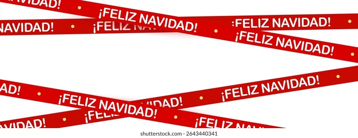 Fita Feliz Navidad Em Estilo De Aviso Festivo Com Pontos Amarelos No Fundo Vermelho. Ideal Para Embalagens De Natal, Embalagem De Presentes, Etiquetas Imprimíveis, Bordas De Mídias Sociais Ou Design De Web. Ilustração de vetor.