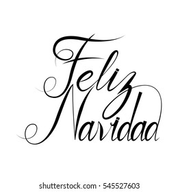 Feliz Navidad text design template with typography on white grunge paper texture. Retro letterpress poster for Merry Christmas