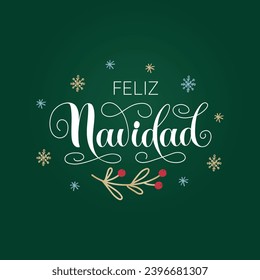 Feliz Navidad text meaning Merry Christmas in Spanish, hand drawn lettering typography. Modern brush calligraphy. Design for poster, greeting card, banner, print, invitation