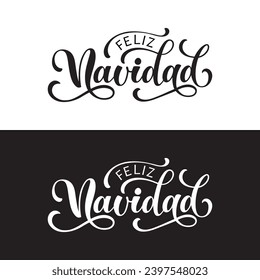 Feliz Navidad text meaning Merry Christmas in Spanish, hand drawn lettering. Modern brush calligraphy isolated on white background. Design for poster, greeting card, banner, print, invitation