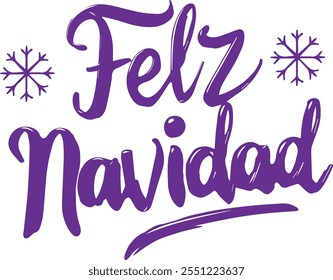 Feliz Navidad Text Fröhliche Weihnachten auf Spanisch, handgezeichneter Schriftzug. Moderne Typografie einzeln auf weißem Hintergrund. Design für Poster, Grußkarte, Banner usw.