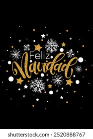 Feliz navidad - Text in Spanish merry Christmas.  Christmas banner, vector illustration. Poster, card for social media, networks and other