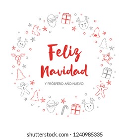 Feliz Navidad - translated from spanish as Merry Christmas. Vector