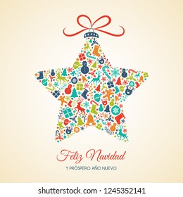 Feliz Navidad - translated from spanish as Merry Christmas. Vector