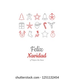 Feliz Navidad - translated from spanish as Merry Christmas. Vector