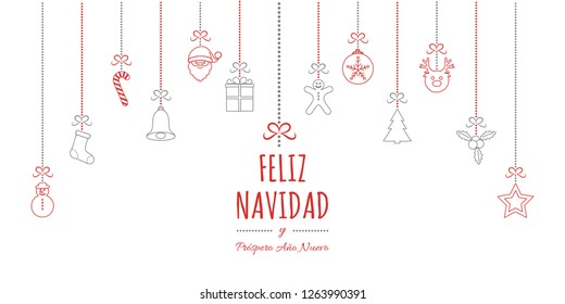 Feliz Navidad - translated from spanish as Merry Christmas. Vector