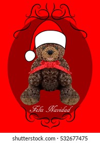 Feliz Navidad. Vector Merry Christmas card template with greetings in spanish.
