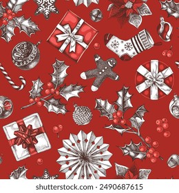 Feliz navidad vector seamless pattern