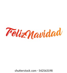 Feliz Navidad words vector illustration. Lettering Christmas and New Year holiday calligraphy phrase isolated on the white background. Red color Spanish greeting card