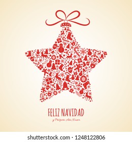 Feliz Navidad y Prospero Ano Nuevo - spanish Christmas wishes. Vector.