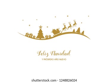 Feliz Navidad y Prospero Ano Nuevo - spanish Christmas wishes. Vector.