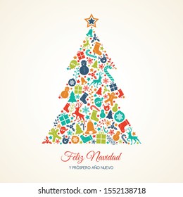 Feliz Navidad y Prospero Ano Nuevo - spanish Christmas wishes. Vector.