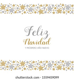 Feliz Navidad y Prospero Ano Nuevo - spanish Christmas wishes. Vector.