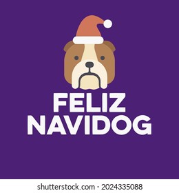 feliz navidog funny dog with santa hat xmas wo design vector illustration for use in design and print wall art poster canvas