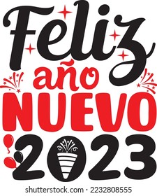 Feliz Año Nuevo 2023 SVG Printable Vector Illustration