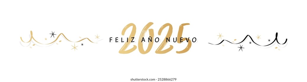 Feliz año nuevo 2025, Happy New Year 2025 in Spanish