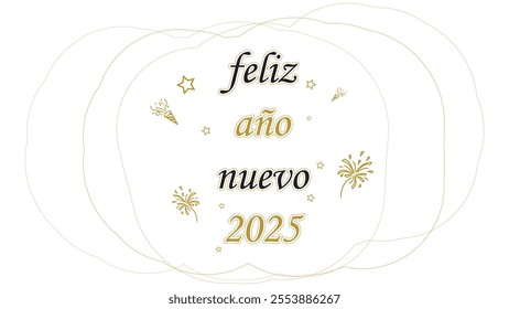 feliz año nuevo 2025 means happy new year 2025 in spanish suit for  greeting card background illustration