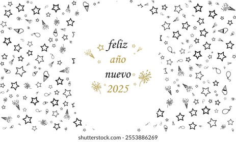 feliz año nuevo 2025 means happy new year 2025 in spanish suit for  greeting card background illustration