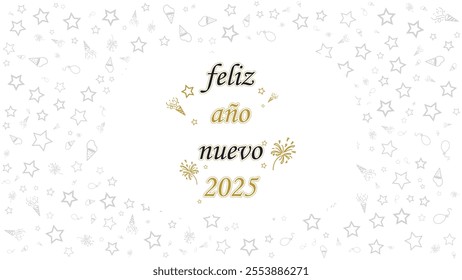 feliz año nuevo 2025 means happy new year 2025 in spanish suit for  greeting card background illustration