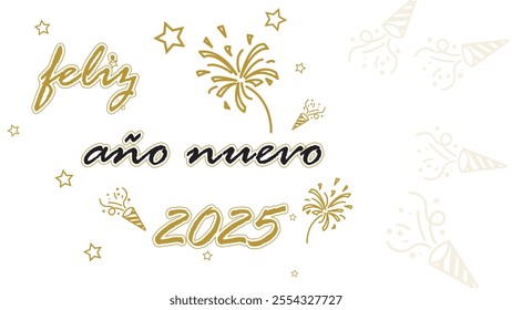 feliz año nuevo 2025 means happy new year 2025 in spanish suit for  greeting card background illustration