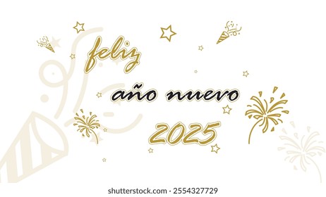 feliz año nuevo 2025 means happy new year 2025 in spanish suit for  greeting card background illustration