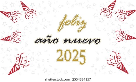 feliz año nuevo 2025 means happy new year 2025 in spanish suit for  greeting card background illustration