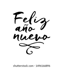 Feliz año nuevo (Happy New Year) written lettering. Isolated on white background. Vector illustration. - Vector