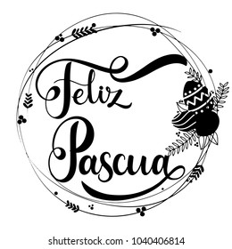 Feliz Pascua lettering. Happy Easter lettering in Spanish. Hand written Easter phrases. Seasons Greetings