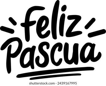 Feliz Pascua spanish happy easter handwritten vector text sticker