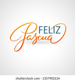 Feliz Pascuas - Easter greetings on Spanish vector typography, calligraphy, lettering, hand-writing in two colors. For banner, label, tag, poster, wallpaper, flyer, invitation